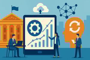 Grafische Darstellung von Datenanalyse und cloudbasierten Technologien.