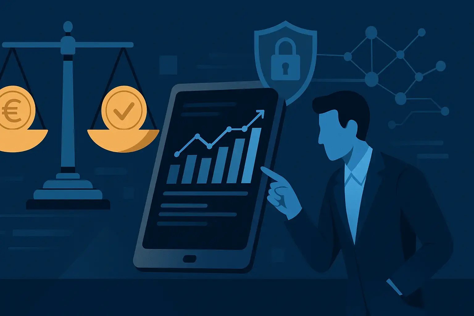 Eine Grafik zur finanziellen Analyse mit einem Fokus auf das Wachstum und Sicherheit.