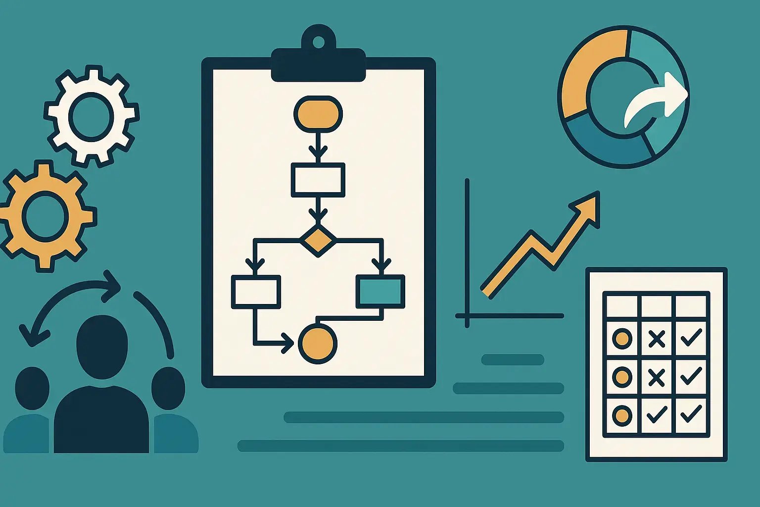 Grafische Darstellung eines Flussdiagramms mit Geschäftsdaten und Statistiken.