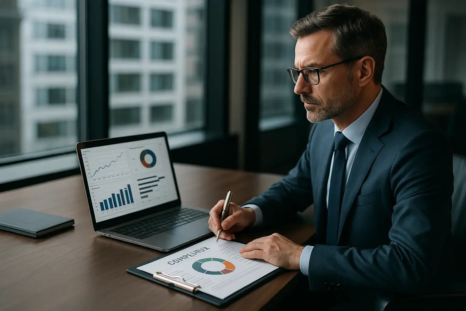 Fokus auf Verfahren und Dienstleistungen im Büro.