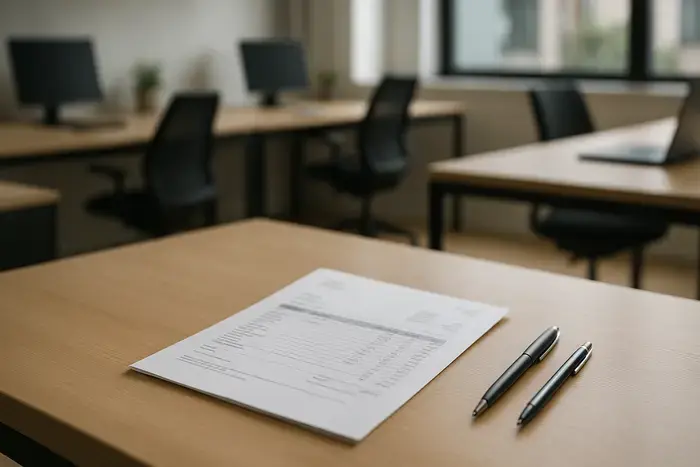 Moderne Büroumgebung mit Rechnungsdokumenten und digitalem Rechnungsaustausch