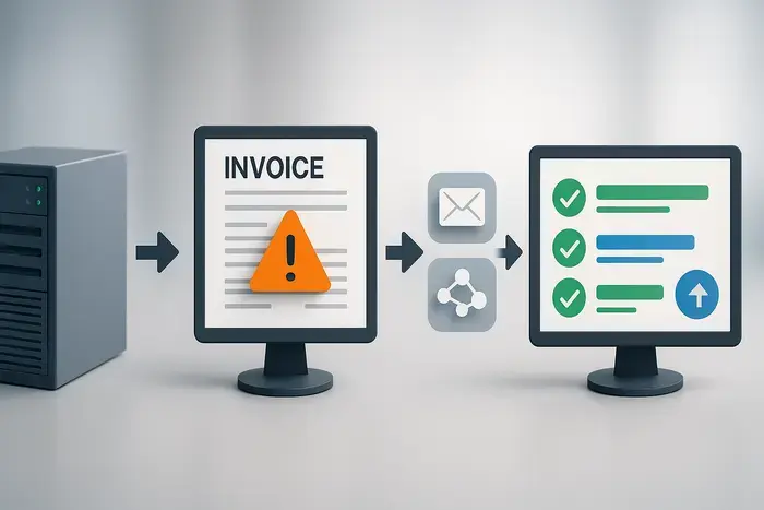 Workflow von E-Rechnungserstellung bis Bezahlung: ERP-Stammdaten, Rechnungsgenerierung, XRechnung-Konvertierung, OZG-RE-Upload, Validierung, Status-Tracking und Archivierung