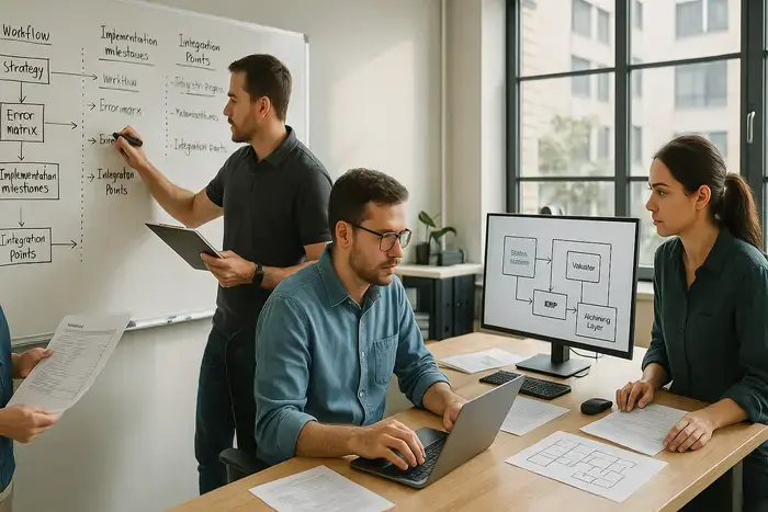 Workflow zur Validierung und Visualisierung von XRechnungen mit Validator-Prüfung, HTML-Darstellung und Freigabeprozess für Finance-Mitarbeiter