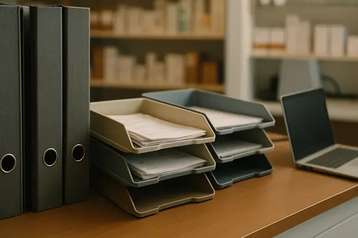 Übergangsphase von Papierrechnungen zu digitalen Prozessen mit organisierten Ablagesystemen und technischer Infrastruktur